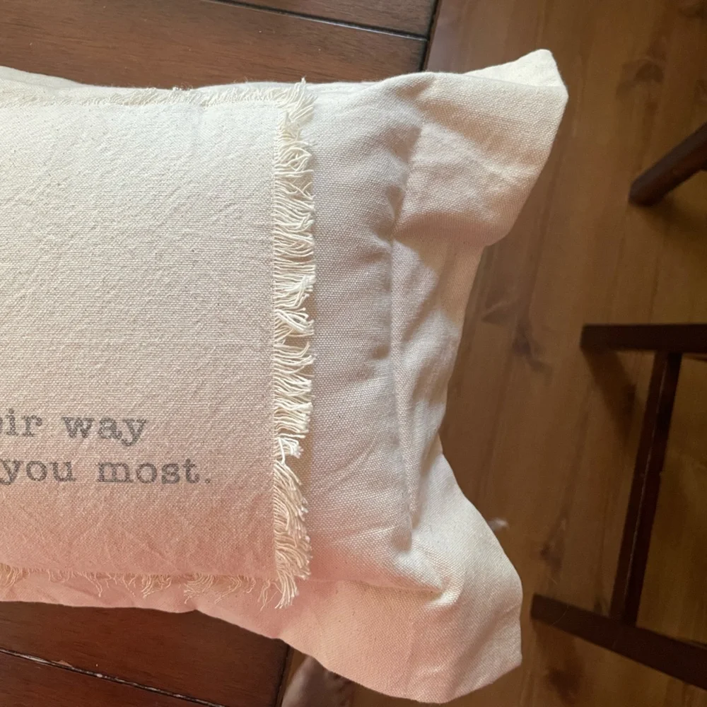 Accent pillow-  FAMILY- Cream and Gray - Family Accent Pillow- 33” x 14” - Picture 3 of 7